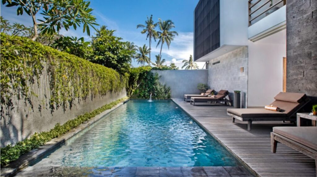 Villa Kayu Lama rice field view with private pool