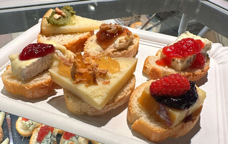 tapas bread with cheese jam  san miguel mercado