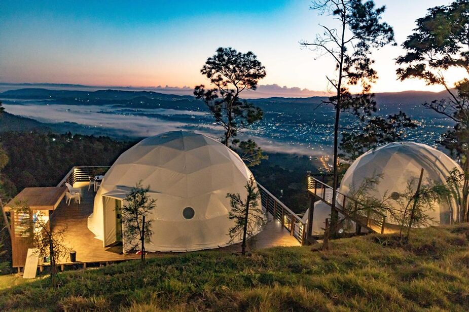 glamping domes eco experience with mountain and beach views