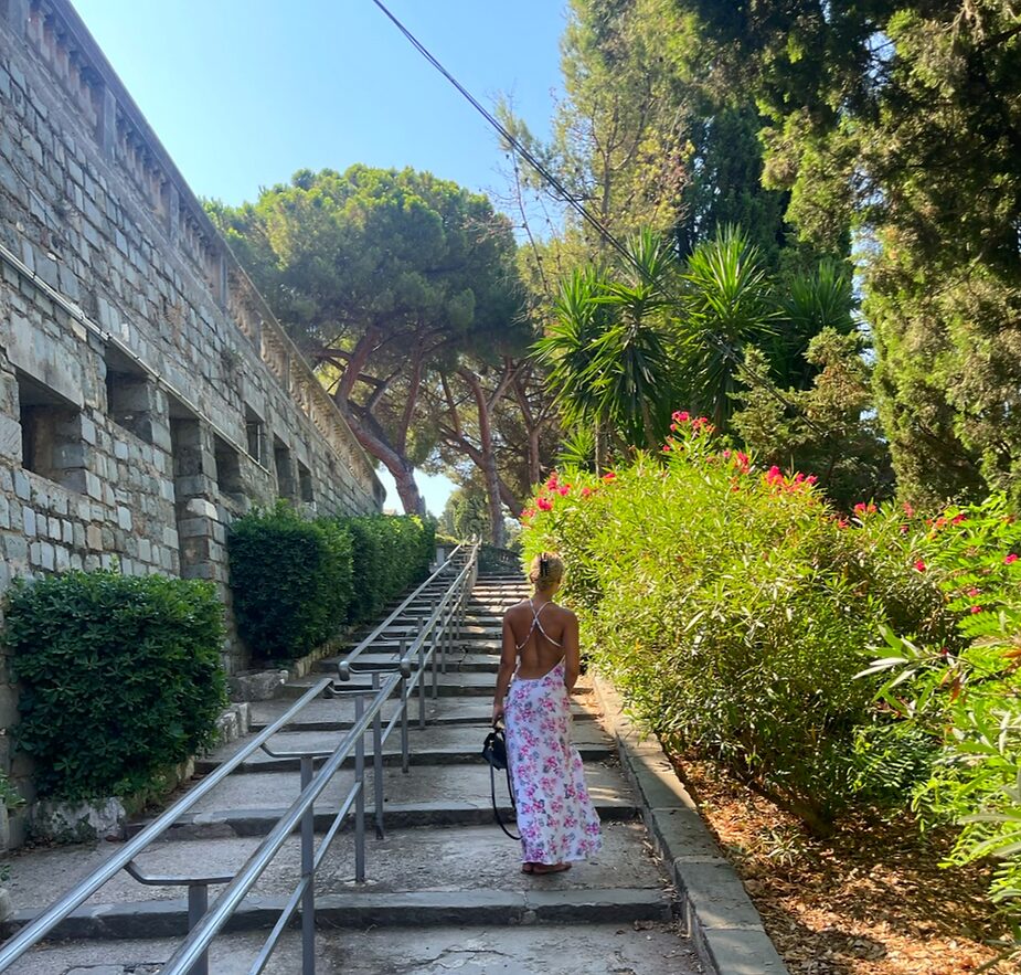girl with long flowy dress in europe